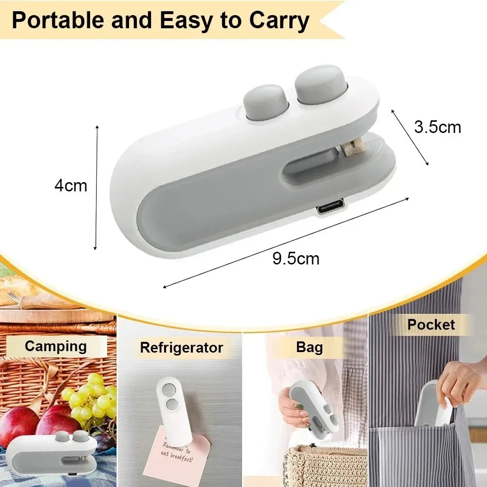 Portable Mini Sealer 2 in 1 Heat Sealer for Snacks Home Use Rechargeable Sealer Vacuum Sealer Snacks Plastic Bag Heat Sealer