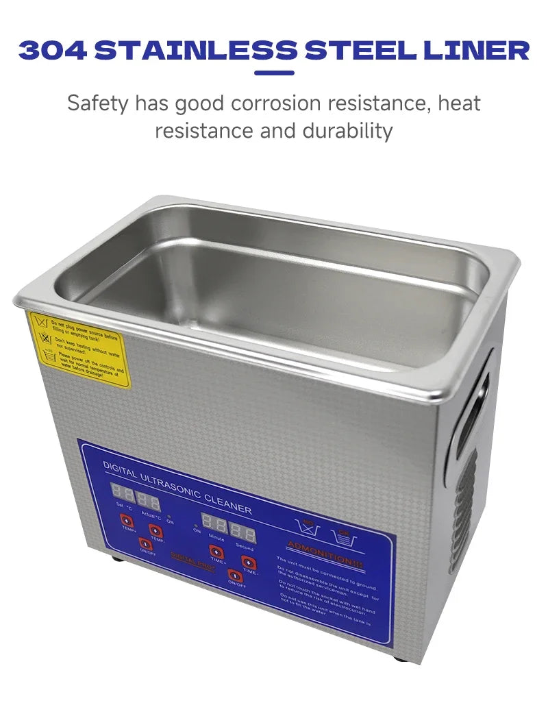 DIVEDEER 2-3L Heated Ultrasonic Cleaner High-Efficiency Ultrasound Machine for Deep Washing for Professional Home Commercial Use