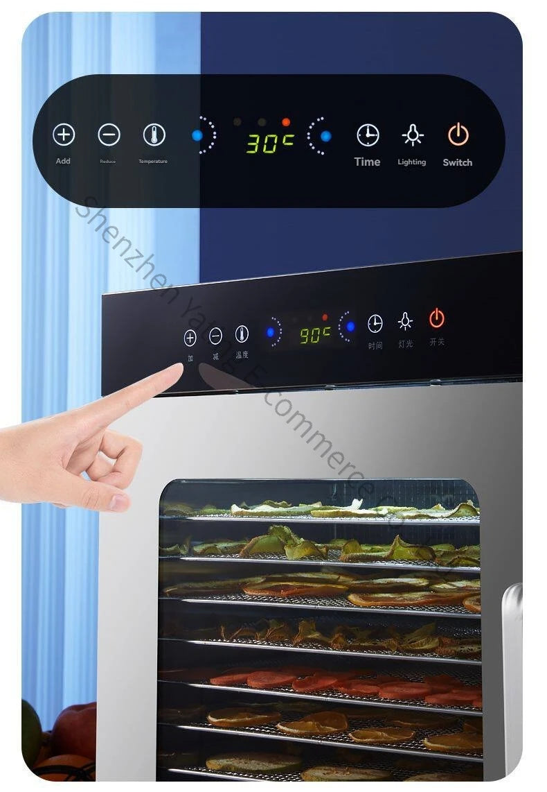 Compact household food dryer, 8-tray multifunctional smart fruit dryer, fruit and food dehydrator.