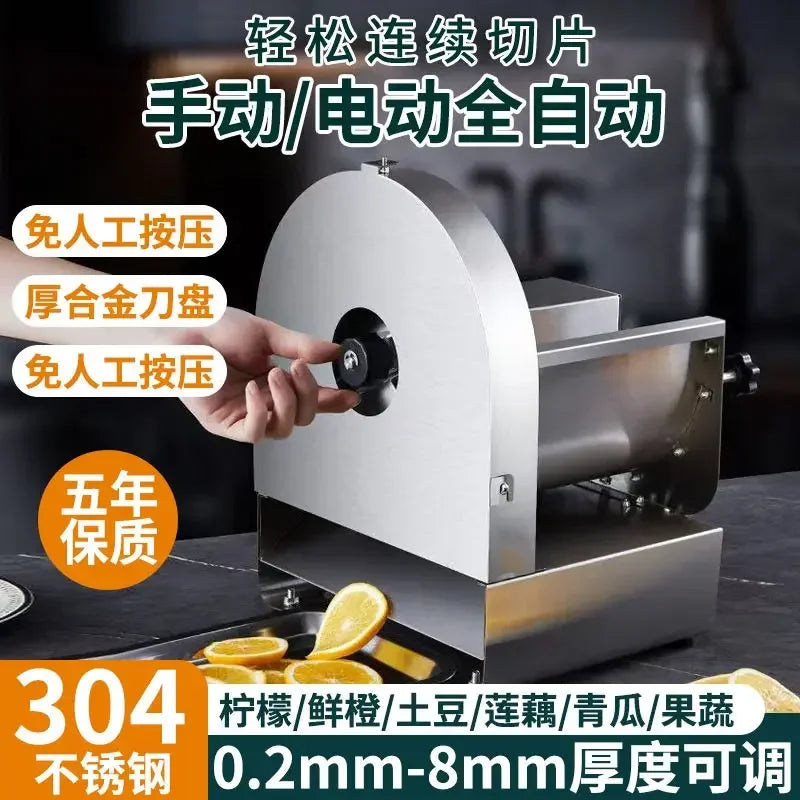 Electric lemon fruit slicer potato lotus root slices slicing potato chips machine manual slicer garlic slices carrot commercial