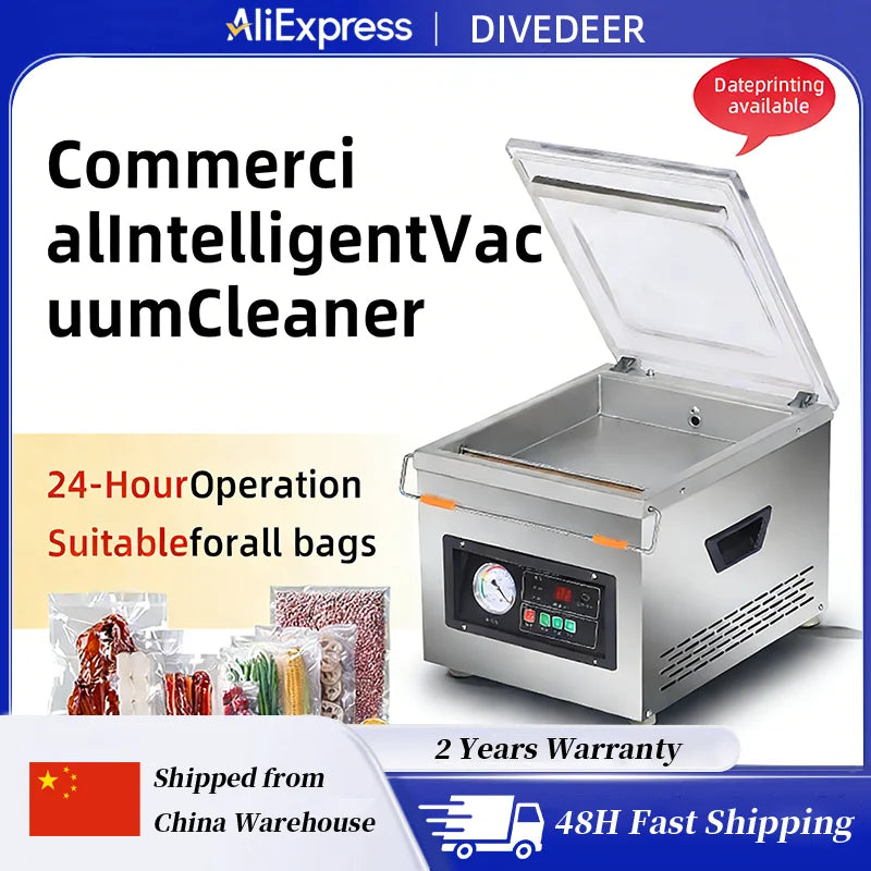 DIVEDEER Commercial Vacuum Sealer for Food Packaging Chamber-Type Vacuum Sealer for Kitchen Meat Preservation