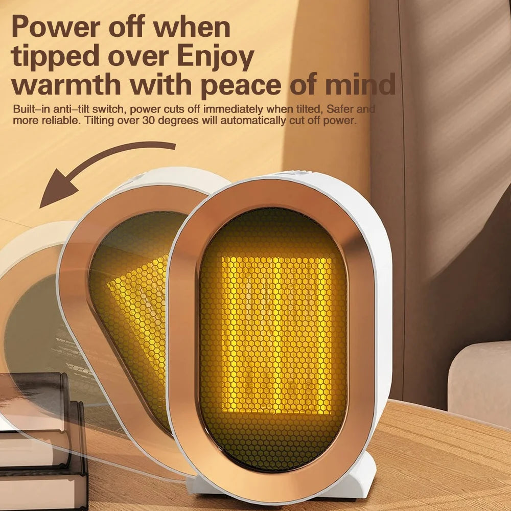 2025 New1200W Portable Electric Heater Mini Desktop Fan Heater Smart Warm Air Machine Home Bedroom Office Winter Heater