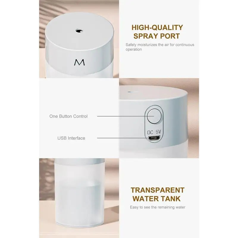 260ML Air Humidifier Ultrasonic Mini Aromatherapy Diffuser Portable Sprayer USB Essential Oil Atomizer LED Lamp for Home Car