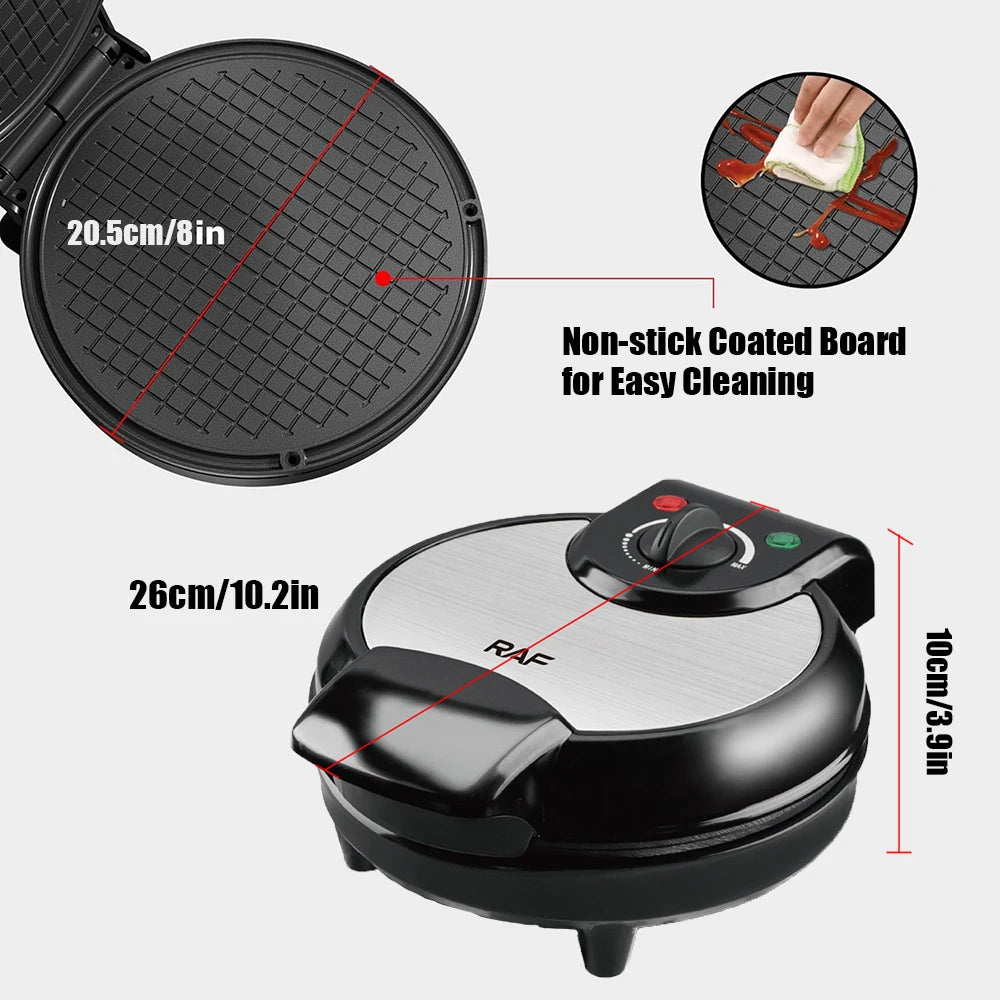 Electric Waffle Cone Maker 1200W Thin Waffle Ice Cream Bowl Egg Roll Machine Smart Control Non-stick Plates with Shaper Roller