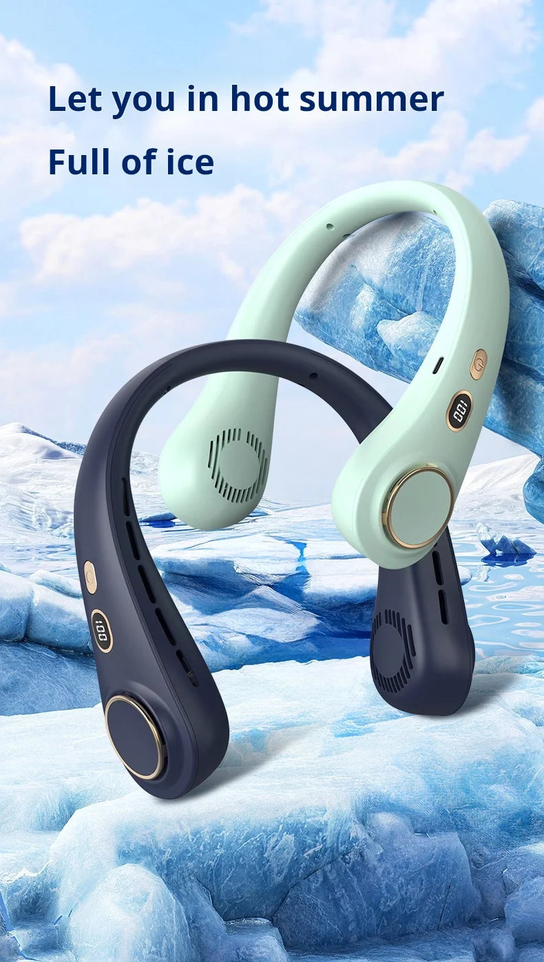 H9 Portable Neck Fan Essential for Home Travel Life Lazy Person's Hanging Neck Fan Compact Personal Cooling Device