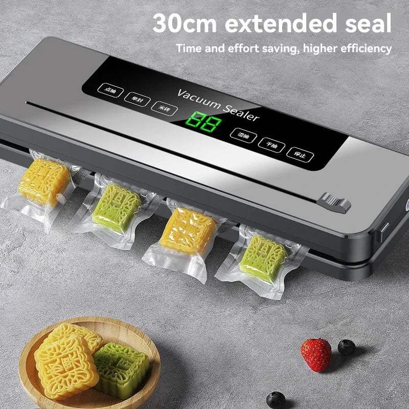 Vacuum Sealer Machine 139KPa Strong Suction Dry Moist Mode Automatic Food Sealer with Digital Timer, Built-in Cutter