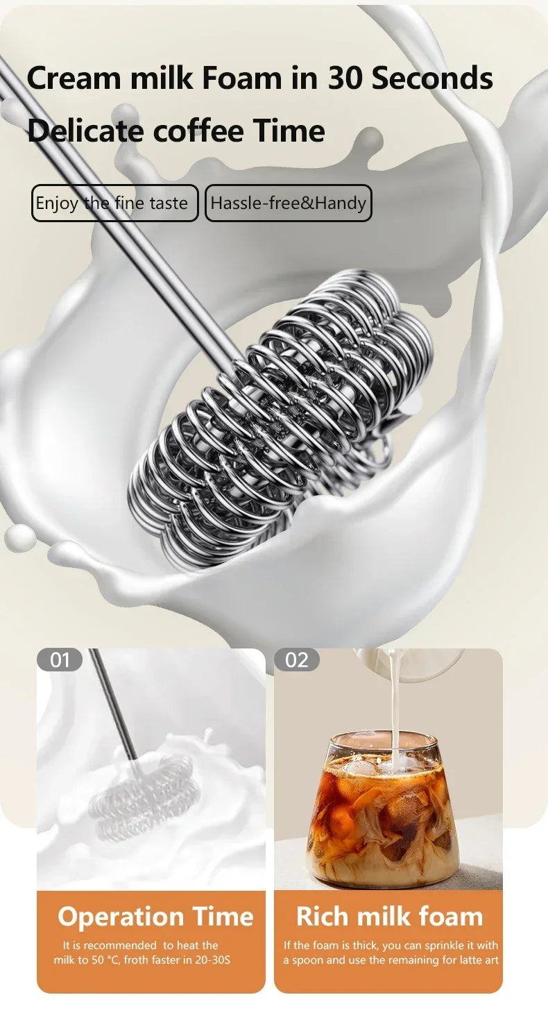 Cordless Electric Milk Frother, USB Mini Blender 3 Speeds Handheld Milk Foamer for Coffee, Cappuccino Foam Maker Whisk