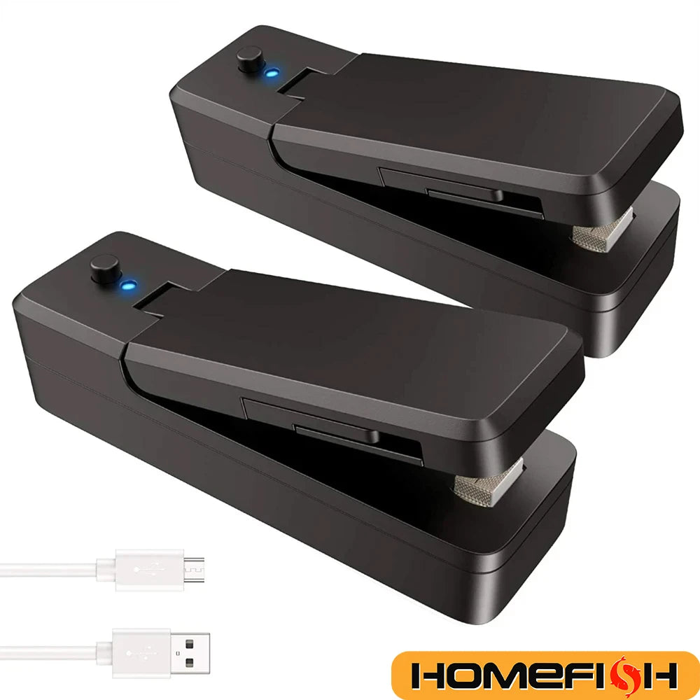 Mini Bag Sealer 2 in 1 Rechargeable Portable Bag Vacuum Heat Sealer&Cutter for Plastic Snack PVC Bags Outdoor Picnic Campaign