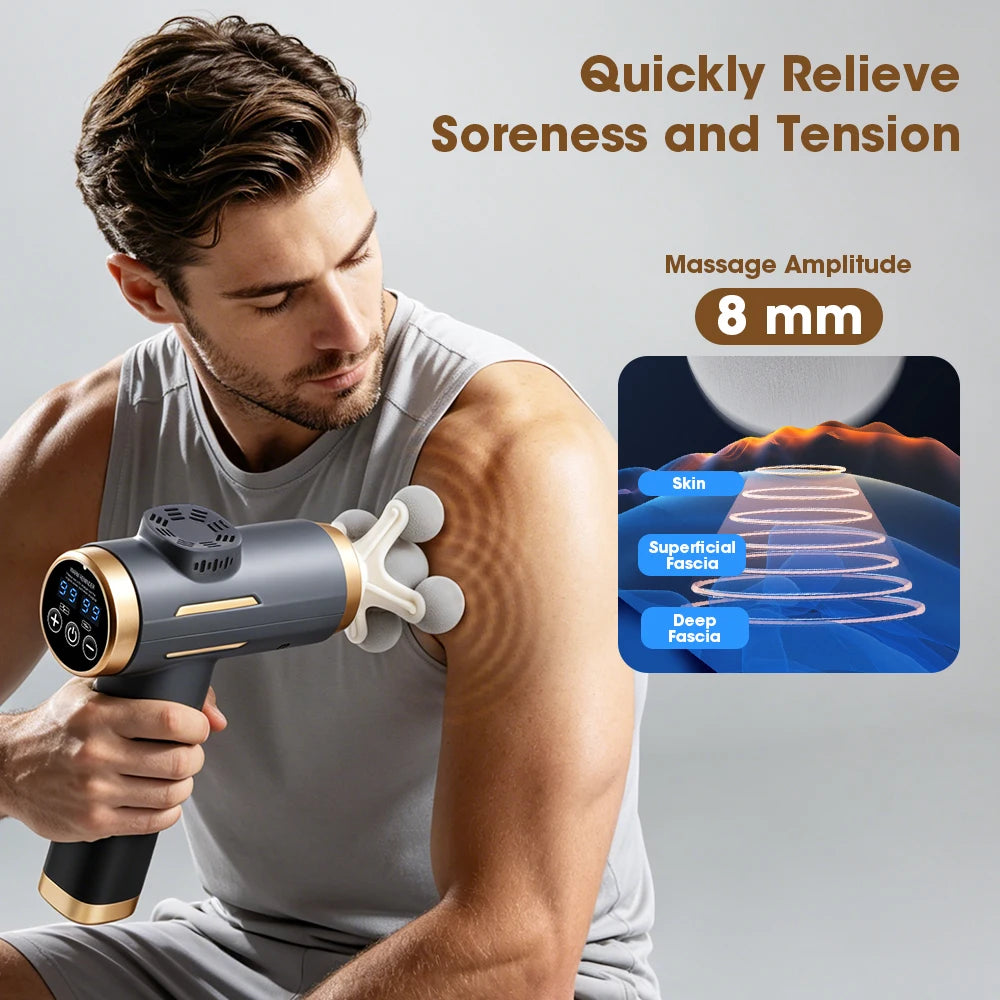 11-IN-1 Electric Massage Gun 99 Level Powerful Fascia Gun High-Frequency Vibration Body Massage Gun USB Rechargeable