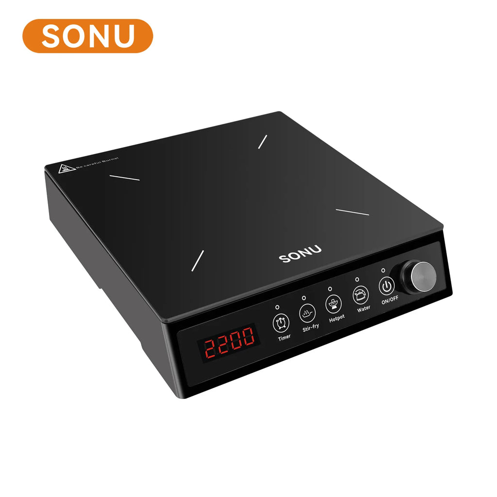 2200W Portable Electric Magnetic Induction Cooker Touch Panel Waterproof Hotpot Heating Stove Touchpad Cooktop Stir Fry Dish Coo
