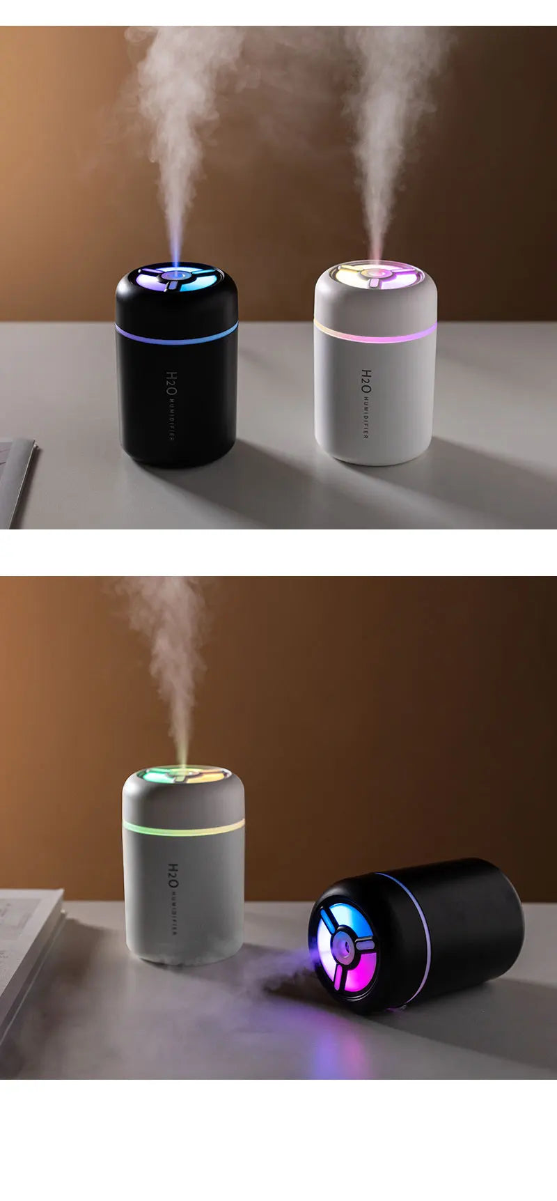 2025 New Portable Colorful Humidifier for Car Home USB Mini Air Humidifier with LED Night Light Silent Ultrasonic Humidifier