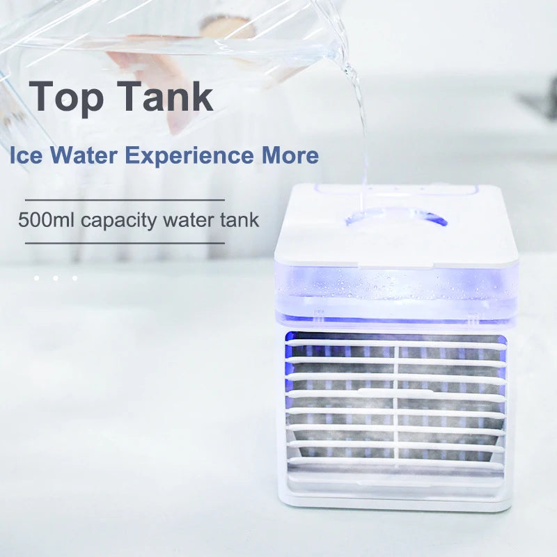 Newly Upgraded Portable Air Conditioner USB Refrigeration Fan with Ultraviolet Germicidal Lamp Desktop Car Air Cooler Hot Sale