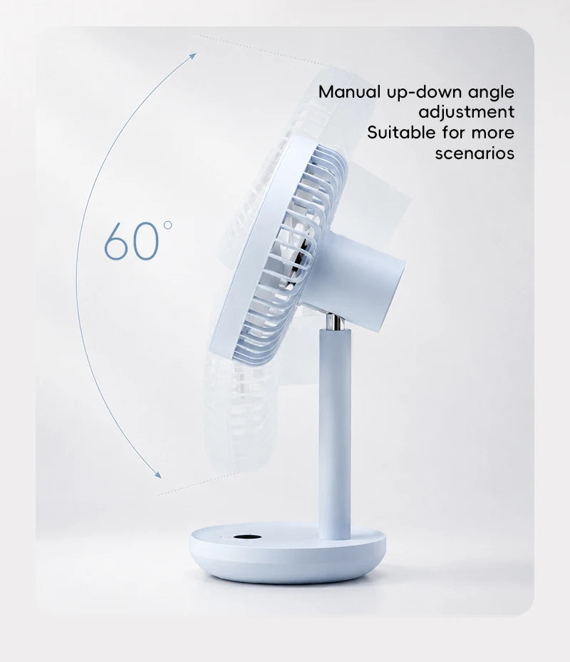 KINSCOTER Smart Oscillating Desk Fan 4000mAh USB Angle Adjustable Silent Rechargeable Fan 5 Wind Speeds for Home/Office/Gift