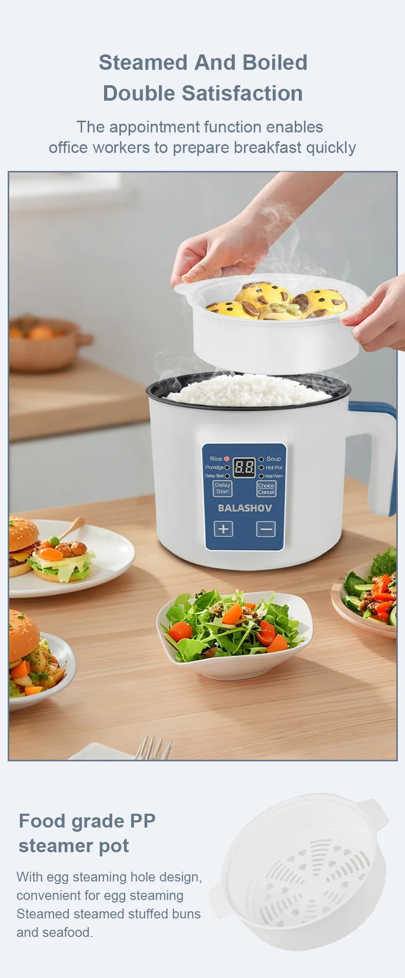 1.7L Electric Rice Cooker Single Double Layer 220V Multi Cooker Non-Stick Smart Mechanical MultiCooker Steamed Rice Pot For Home