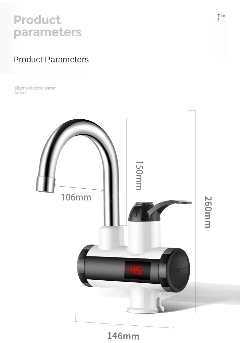 Electric Kitchen Water Heater Tap Instant Hot Water Faucet Heater Cold Heating Faucet Tankless Instantaneous Water Heater