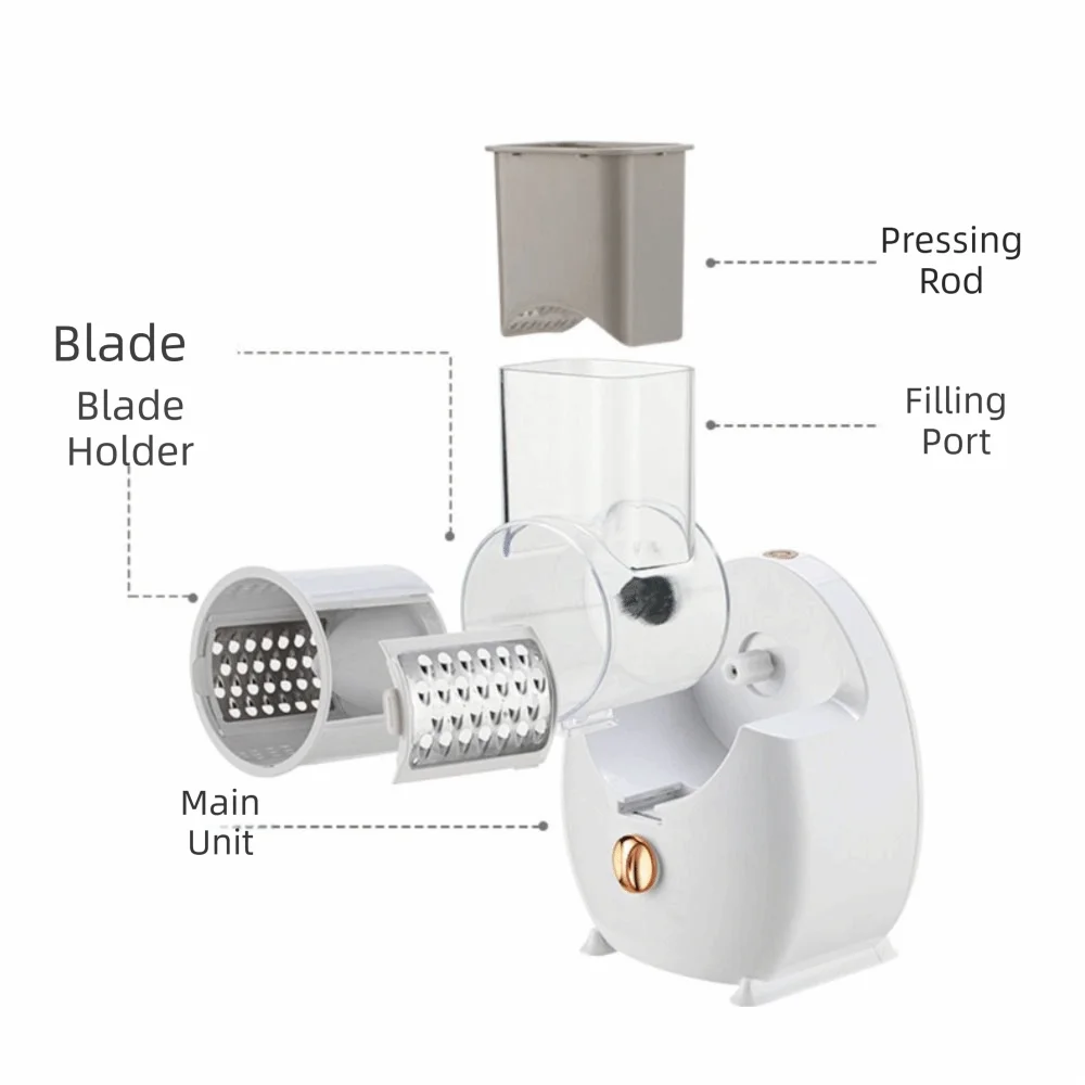 Automatic Electric Rotary Vegetable Shredder Efficient Cordless Vegetable Slicer Effort-saving Cheese Grater Restaurant