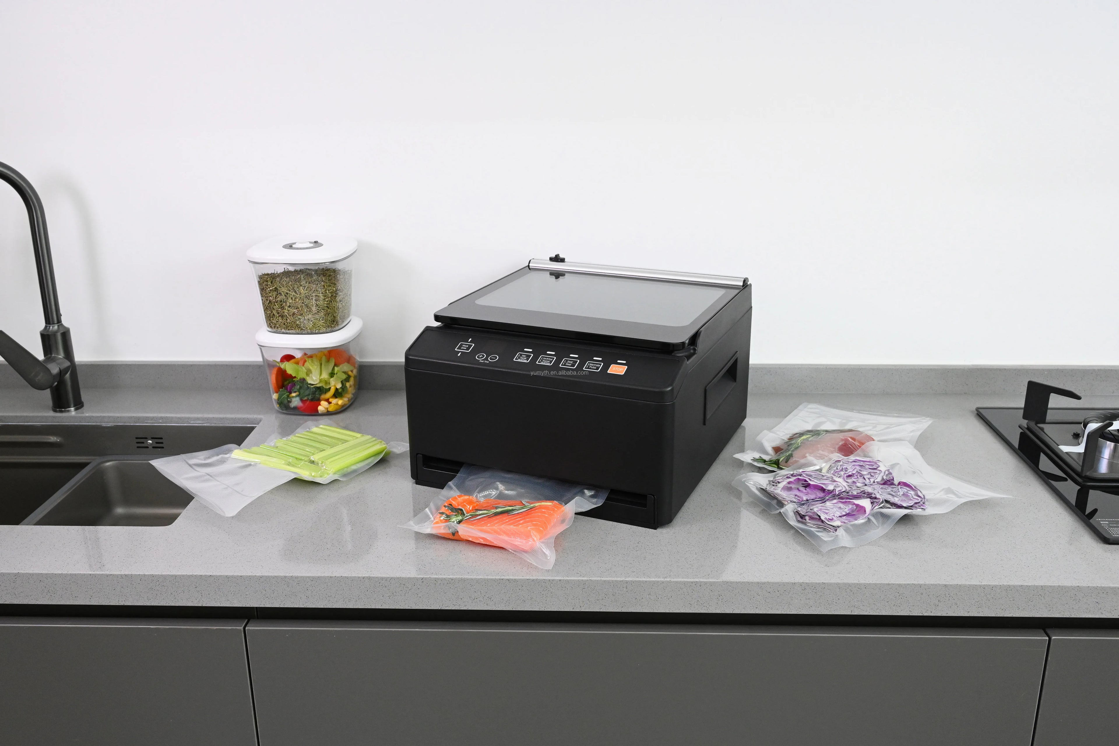 Professional Food Vacuum Packer 95KPa Automatic Sealer Double Seams Dry Moist Built-in Cutter Home Fresh Storage Appliances
