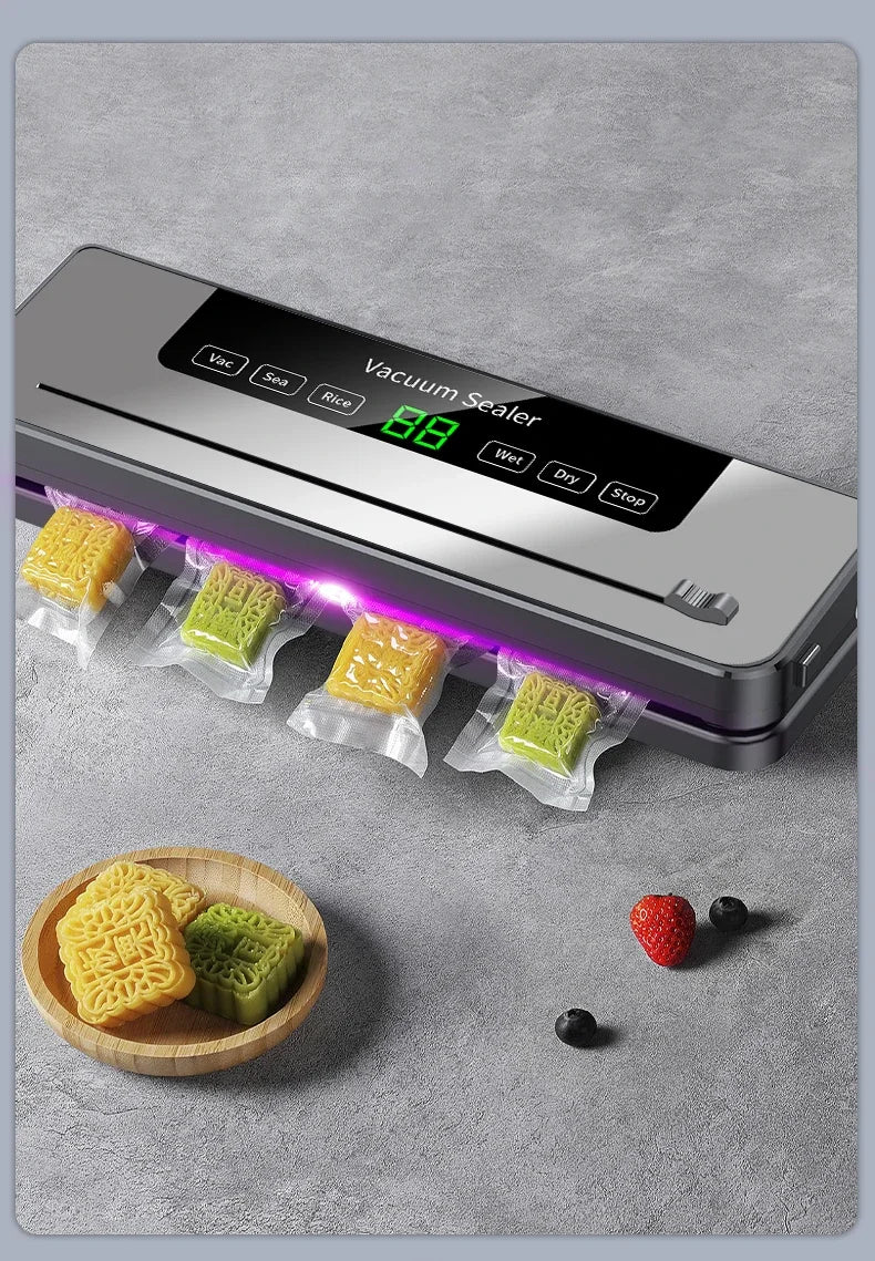 Vacuum Sealer Machine 139KPa Strong Suction Dry Moist Mode Automatic Food Sealer with Digital Timer, Built-in Cutter