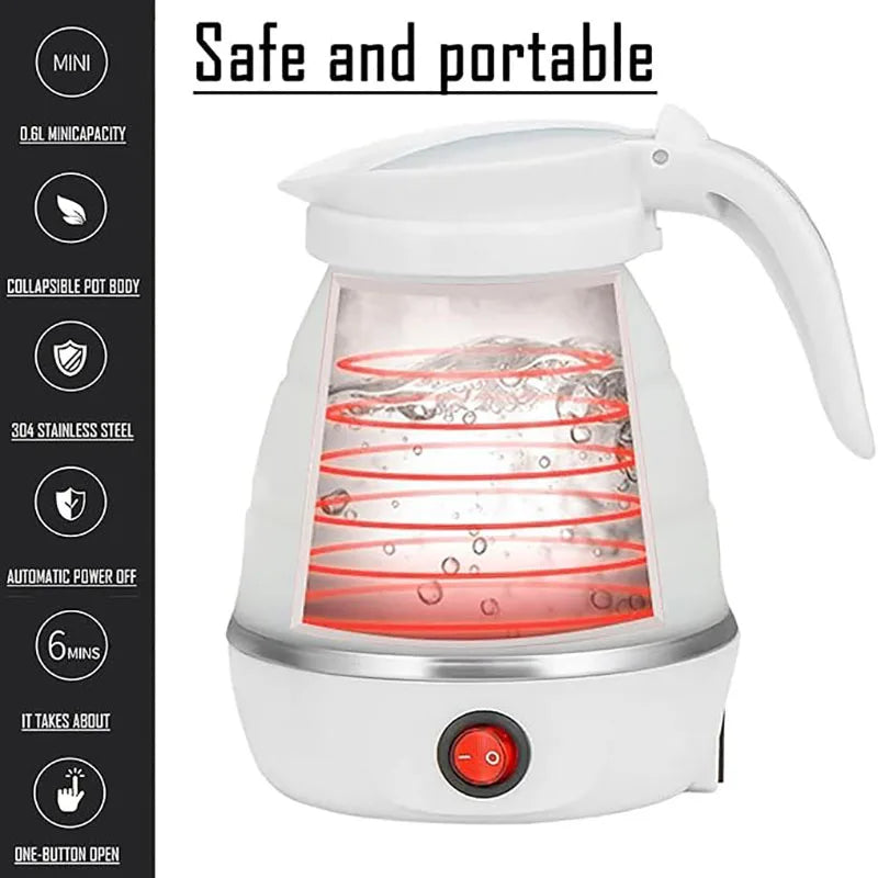 Baby Food Grade Silicone Portable Electric Kettle Folding Kettle Automatic Power-Off Electric Automatic Kettle  for Home Trip
