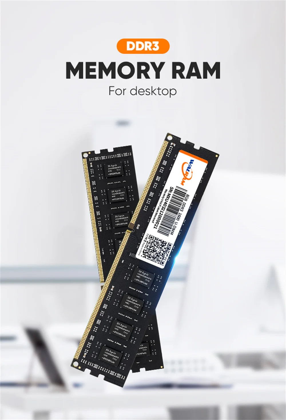 Walram DDR3 Memoria 8GB 4GB 1.5V 240pin 1600MHz PC3 Udimm DIMM Desktop Memory RAM