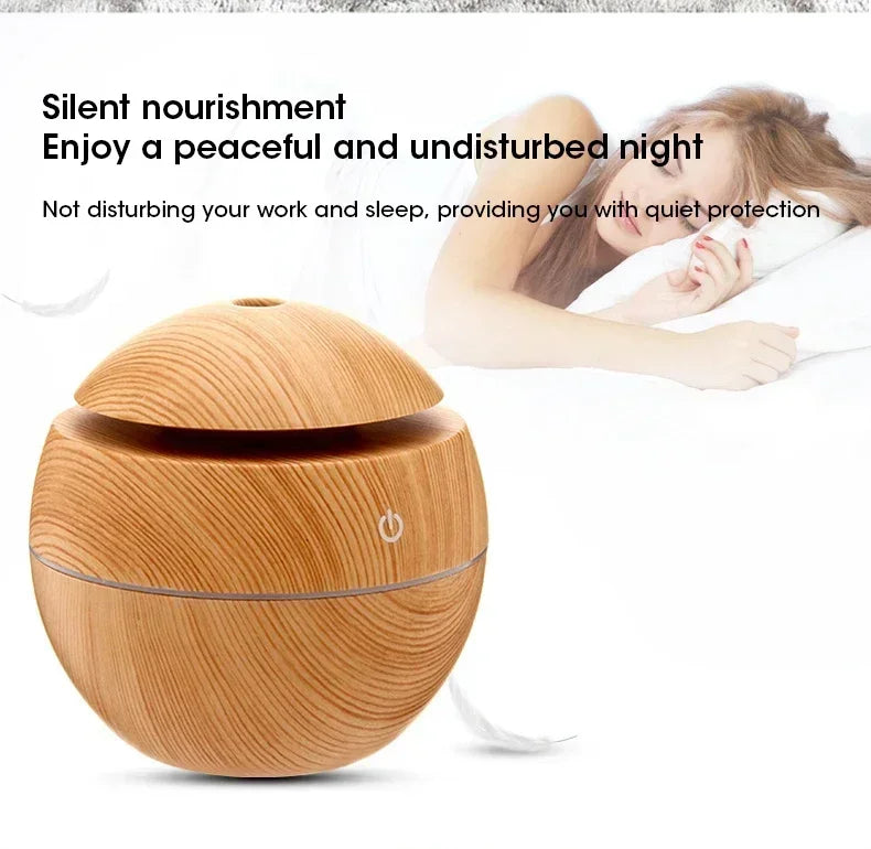 USB Ultrasonic Cool Mist Sprayer Essential Oil Fragrance Mini Home Wood Grain Air Humidifier Electric Air Aroma Diffuser Purifie