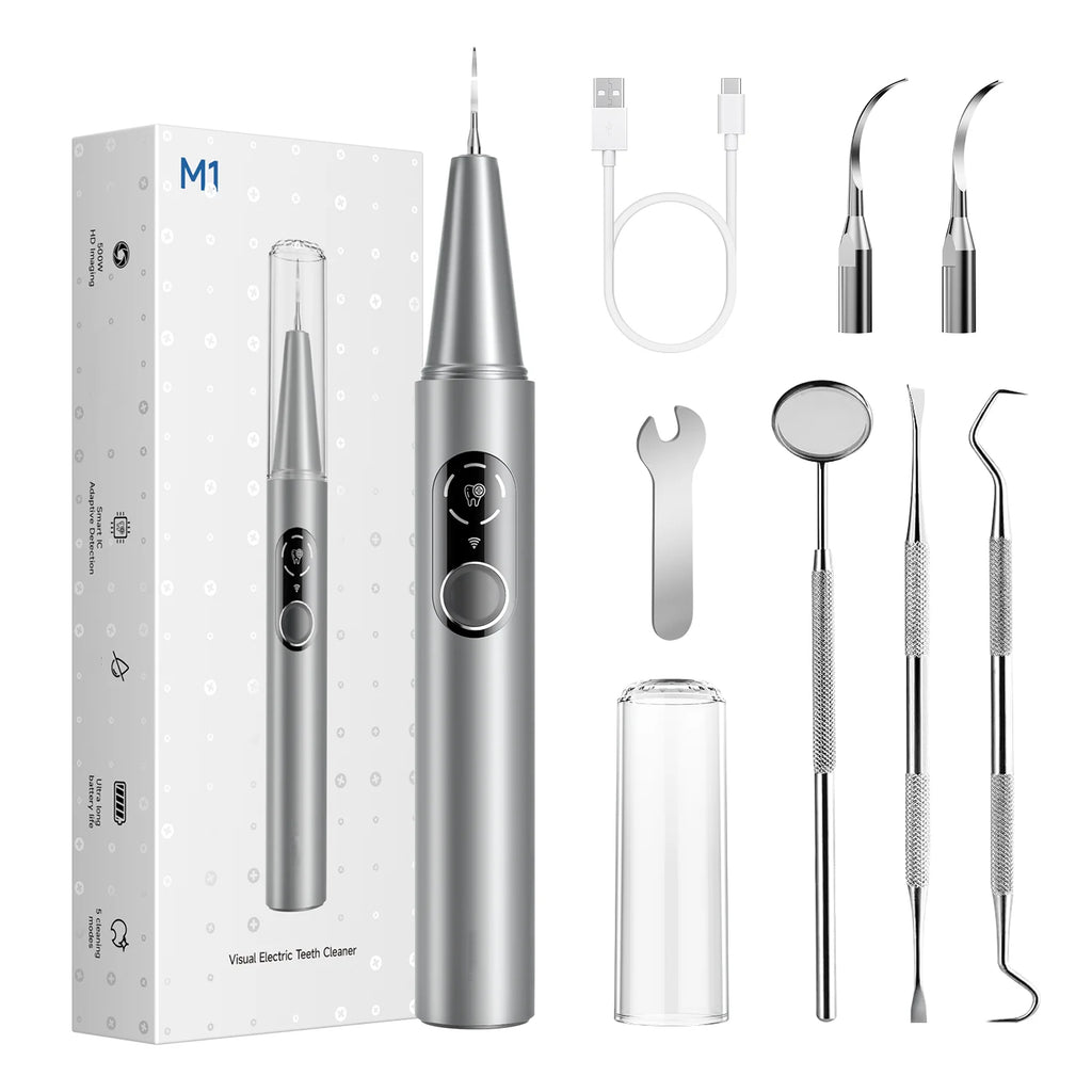 M1 Visible Electric Ultrasonic Teeth Cleaner with 500MP Camera Tartar Remover Coffe/Tobacco Stains Cleaning Teeth Whitening Tool