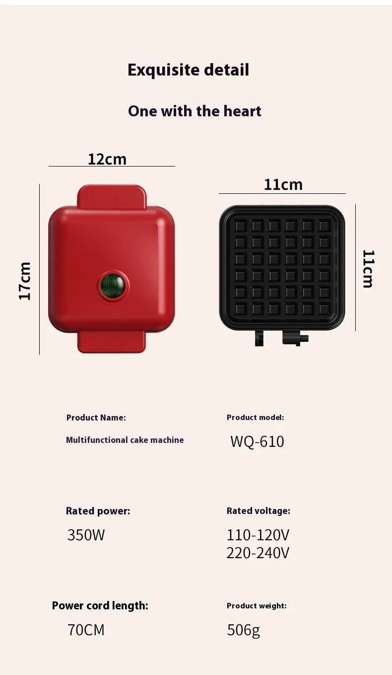 110V Donut Cake Baking Tray Household Breakfast Electric Baking Pan, Fully Automatic Multifunctional Mini Waffle Biscuit Machine
