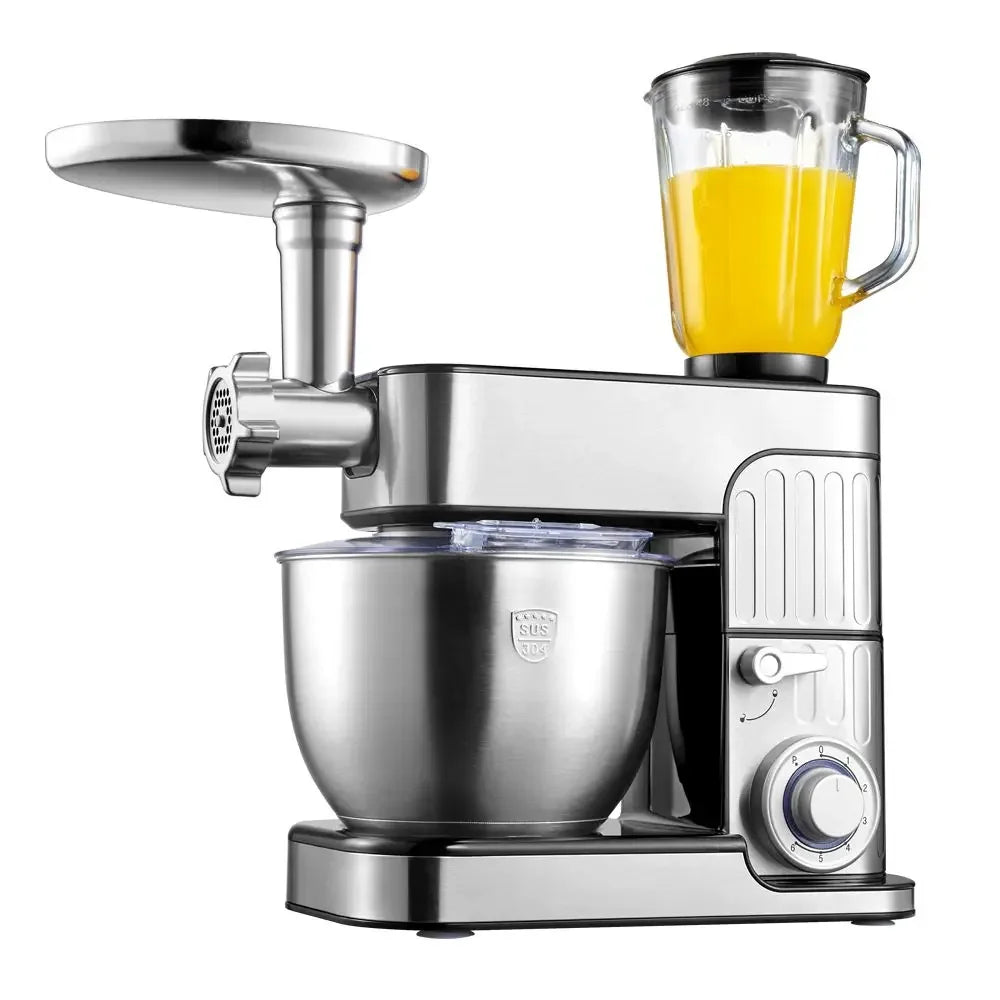 7L Stainless Steel Electric Food Stand Mixer 6-Speed Kitchen Chef with Egg Whisk Dough Cream Blender Juicer Meat Grinder Mincer