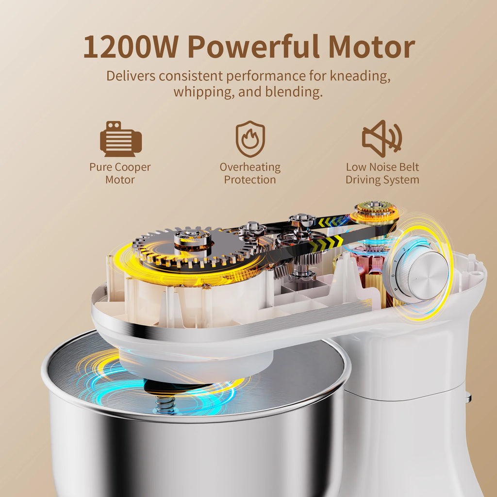 BioloMix 5.5L&4L double bowl Electric Food Mixer,8 Speeds Stand Mixer for Daily Use with Egg Whisk,Dough Hook,Flat Beater