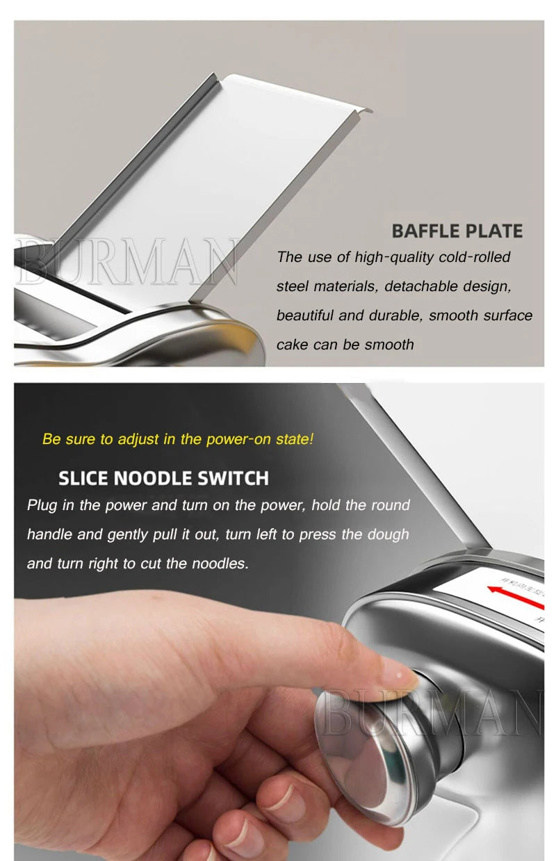 Electric Noodle Dumpling Wrapper Maker Machine Pasta Noodle Machine Commercial Household Stainless Steel Noodle Press Machine