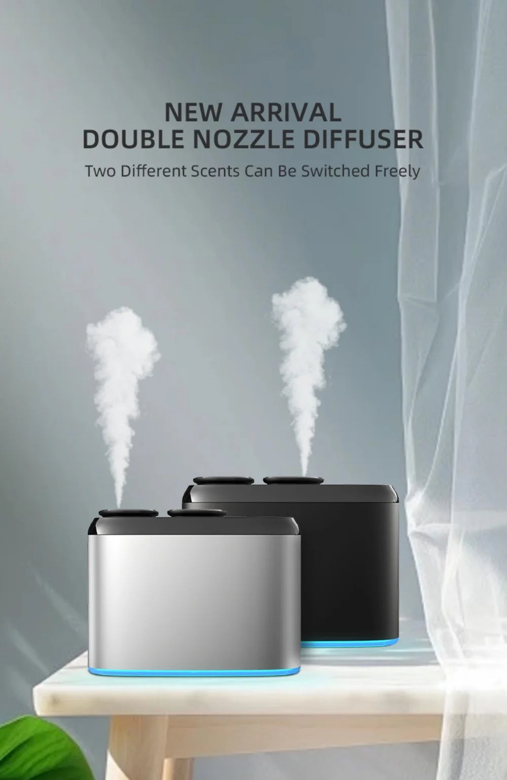 Electric Smell For Home Dual Nozzle Aroma Diffuser Electric Smell Distributor Bluetooth Control Essential Oil Diffuser No Water