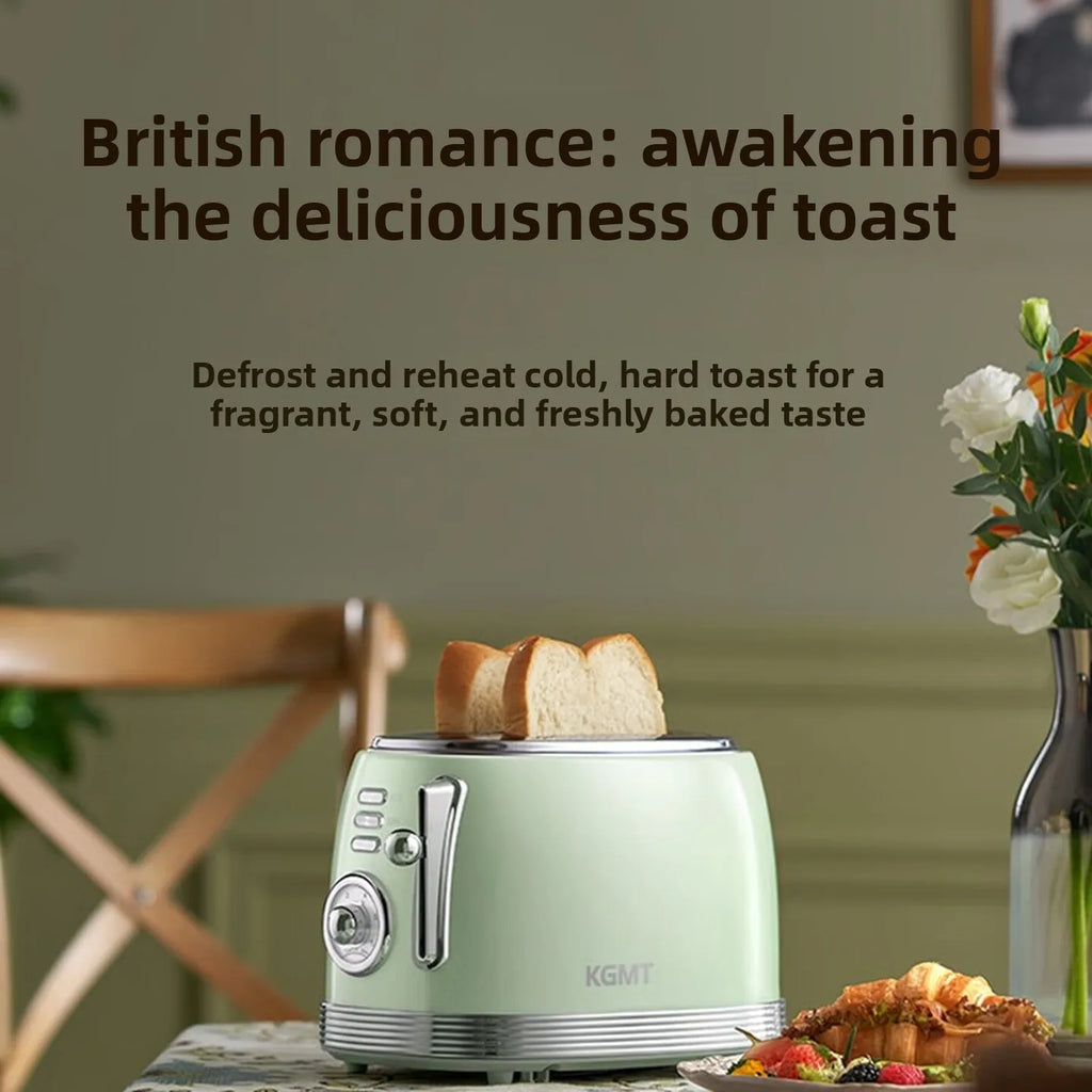 Retro 2 Slice Toaster with Warming Rack Adjustable Browning Control Pastel Green Bread Toaster for Home Breakfast Kitchen 토스터기