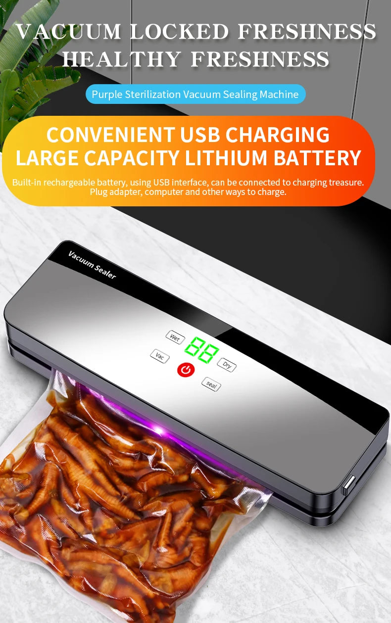 Rechargeable Wireless Portable Vacuum Sealer Multi-Pack with Sealing Countdown Display Touch Waterproof Buttons C715