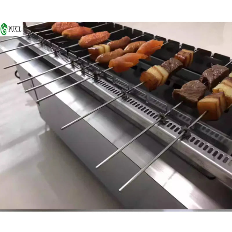Automatic BBQ Grill Charcoal BBQ Machine Push-Pull Electric Lifting Charcoal Box Barbecue Skewer Grill Commercial Skewer Machine