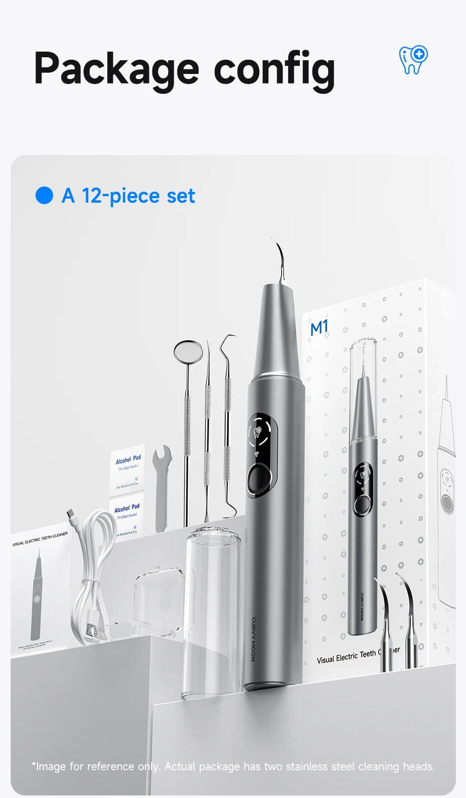 M1 Visible Electric Ultrasonic Teeth Cleaner with 500MP Camera Tartar Remover Coffe/Tobacco Stains Cleaning Teeth Whitening Tool
