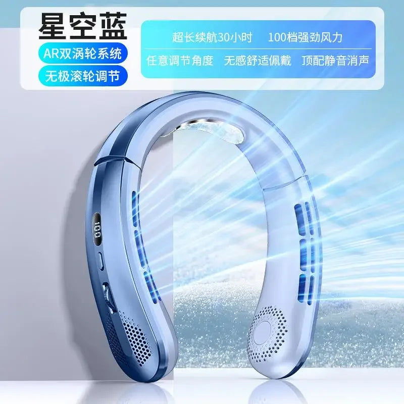 8000mAh Air Cooler USB Hanging Neck Fan Portable Bladeless Mini Rechargeable Mute LED Digital Display Electric Fans 2025 New
