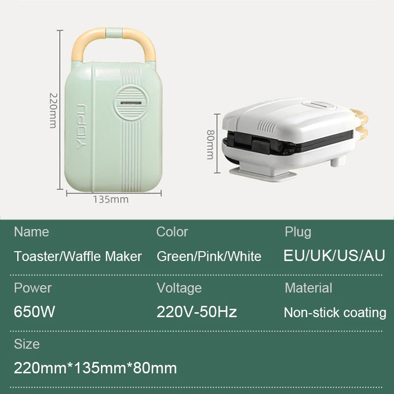 YIDPU 2026 3-in-1 Electric Toaster Waffle Maker Breakfast Pancake Donut Egg Waffle Fish Cake Oven - Sandwich Maker