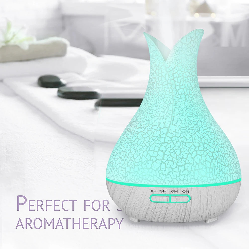 Electric Air Humidifier Remote Control Diffuser Aroma Humidifier Oil Diffuser Ultrasonic Wood Grain Mist Maker 7Color LED Light