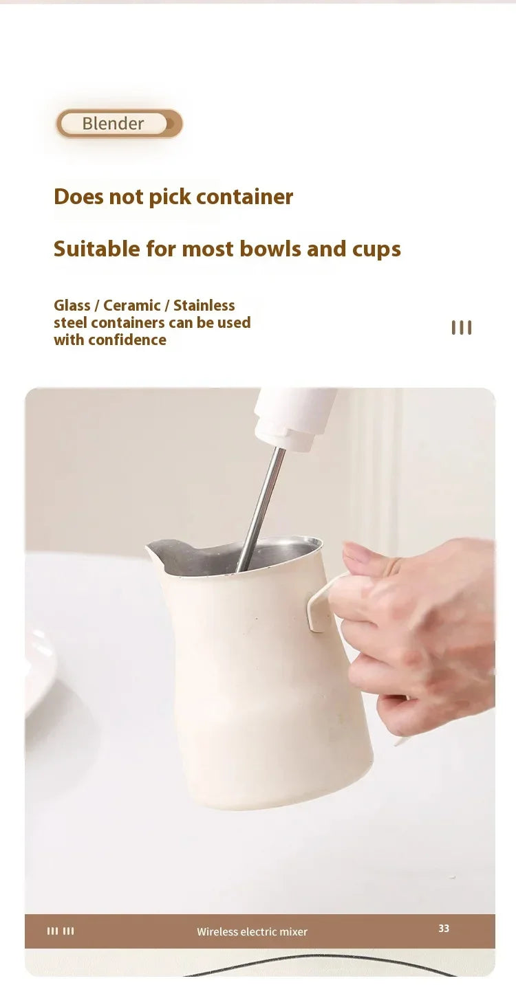1ps Hot Selling Household Kitchen Small and Convenient Egg Beater Handheld Electric Charging Model Milk Frother Coffee Stirrer