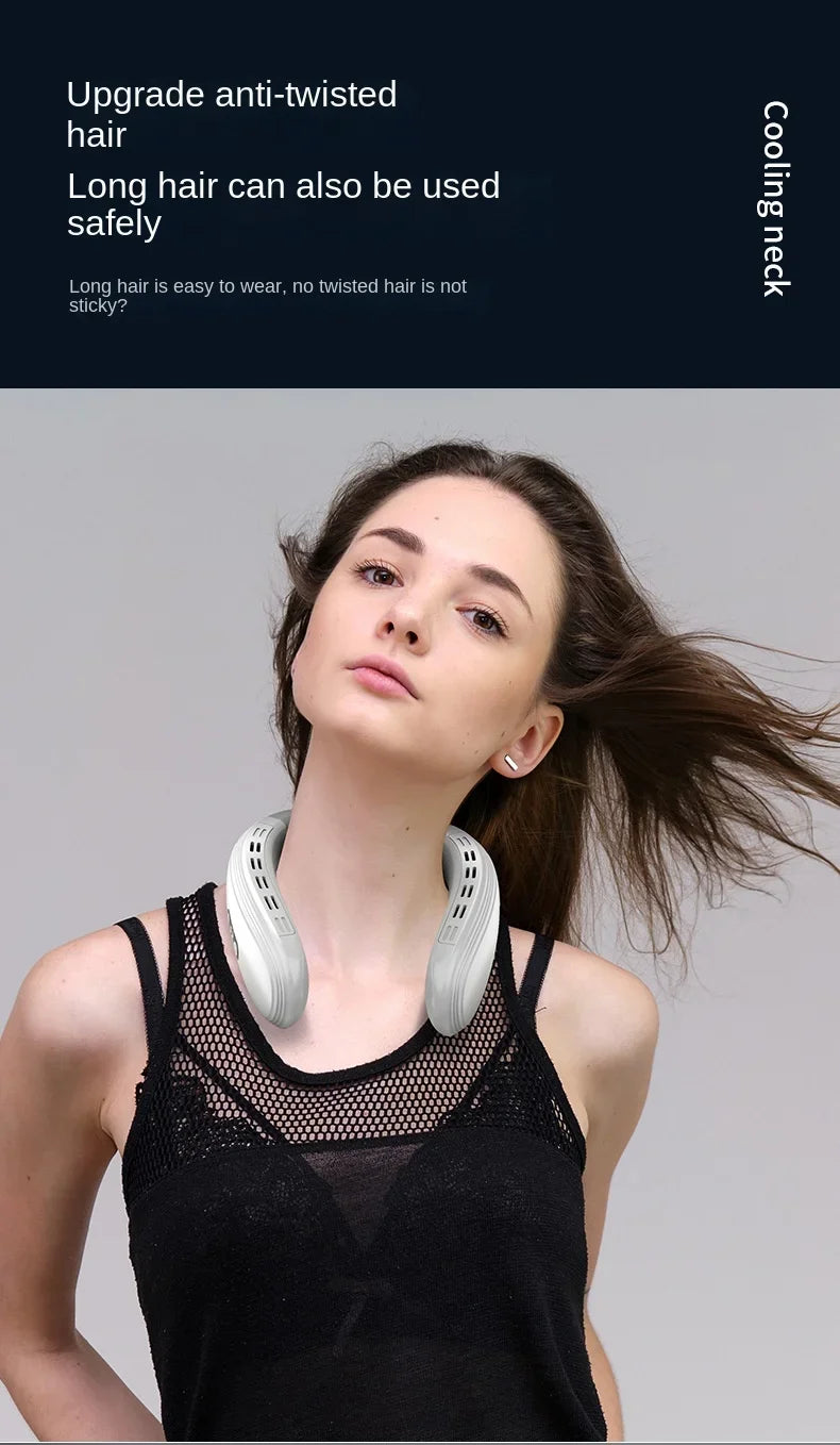 New Portable Neck Fan 5200mAh Neck Air Conditioner Rechargeable Semiconductor Cooling Fan Outdoor Personal Fan Wearable Cooler