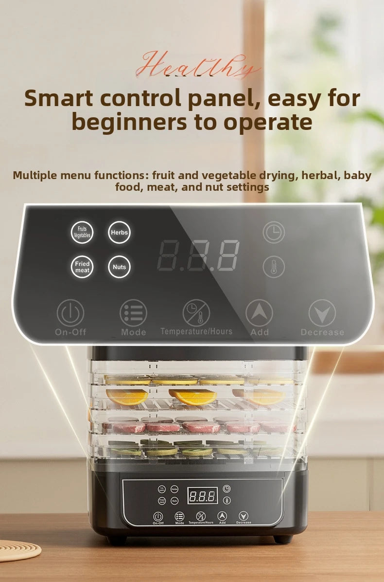 5-Tier Food Dehydrator, BPA-Free Plastic, 160W Drying Power, 30-70℃ Adjustable Temperature, 72H Timer, for Fruits/Herbs/Jerky,