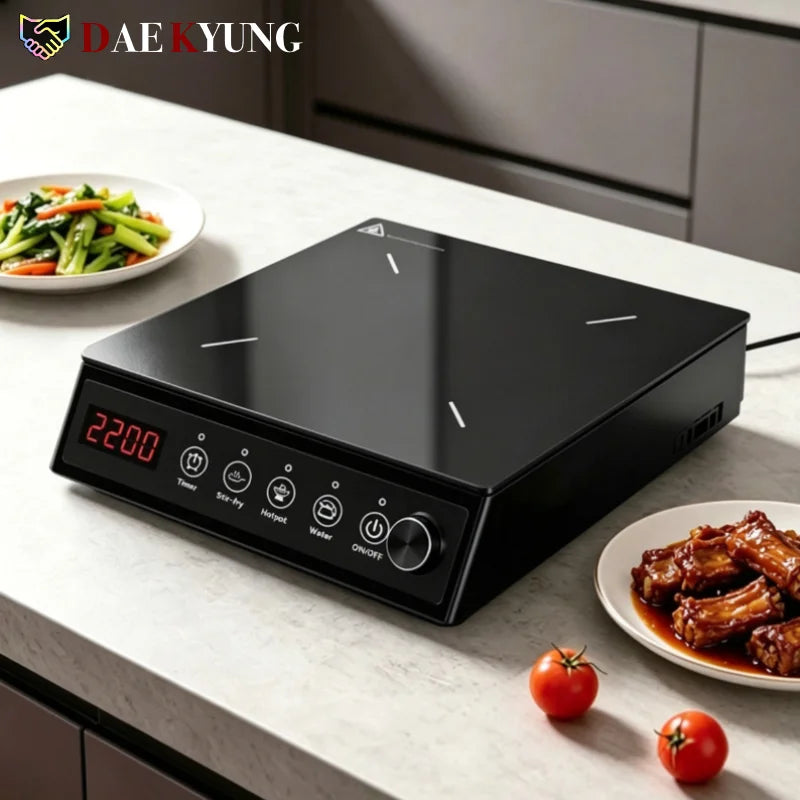 2200W Portable Electric Magnetic Induction Cooker Touch Panel Waterproof Hotpot Heating Stove Touchpad Cooktop Stir Fry Dish Coo