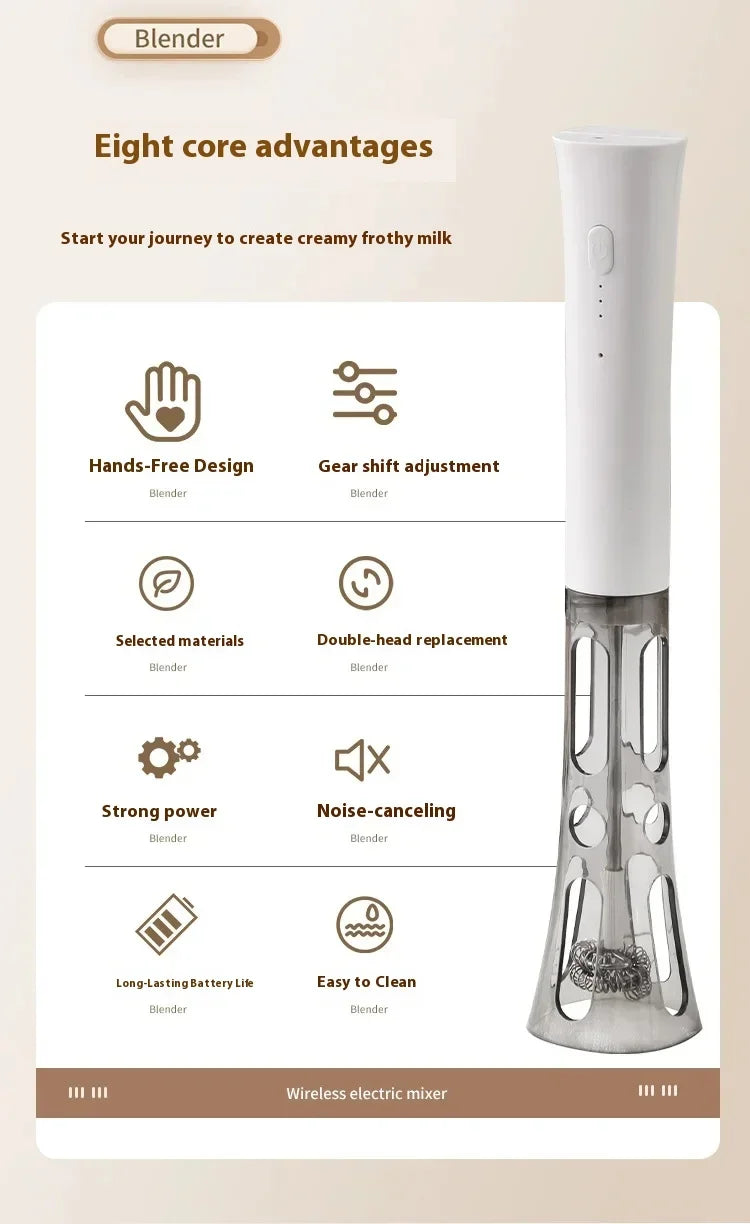 1ps Hot Selling Household Kitchen Small and Convenient Egg Beater Handheld Electric Charging Model Milk Frother Coffee Stirrer