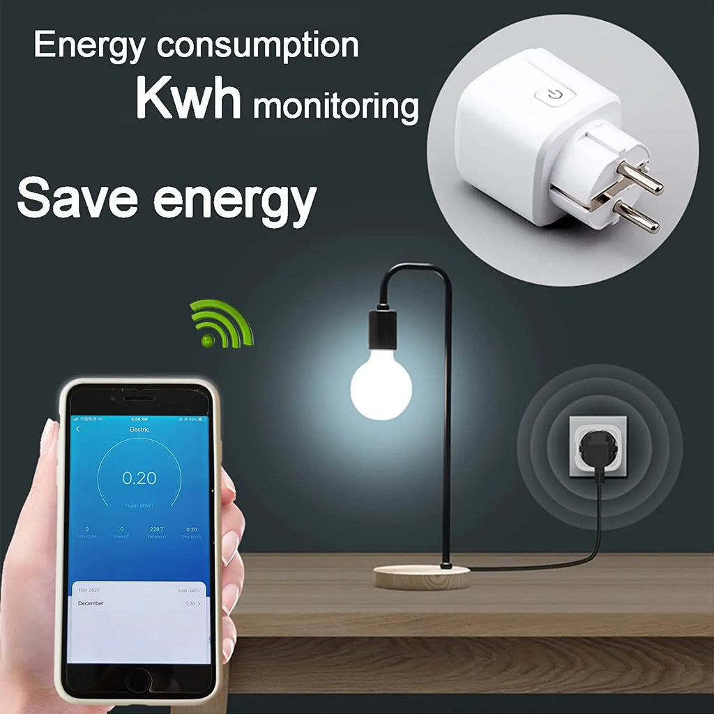 Smart Plug WiFi Socket EU 16A/20A Power Monitor Timing Function Tuya SmartLife APP Control Work with Alexa Google Home Alice