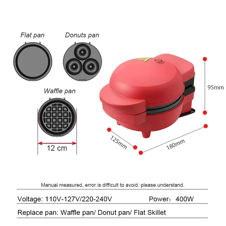 110V/220V Multifunctional Waffle cake maker Non-stick Skillet Mini Omelette Egg burger maker Donut Baker Double-side heating
