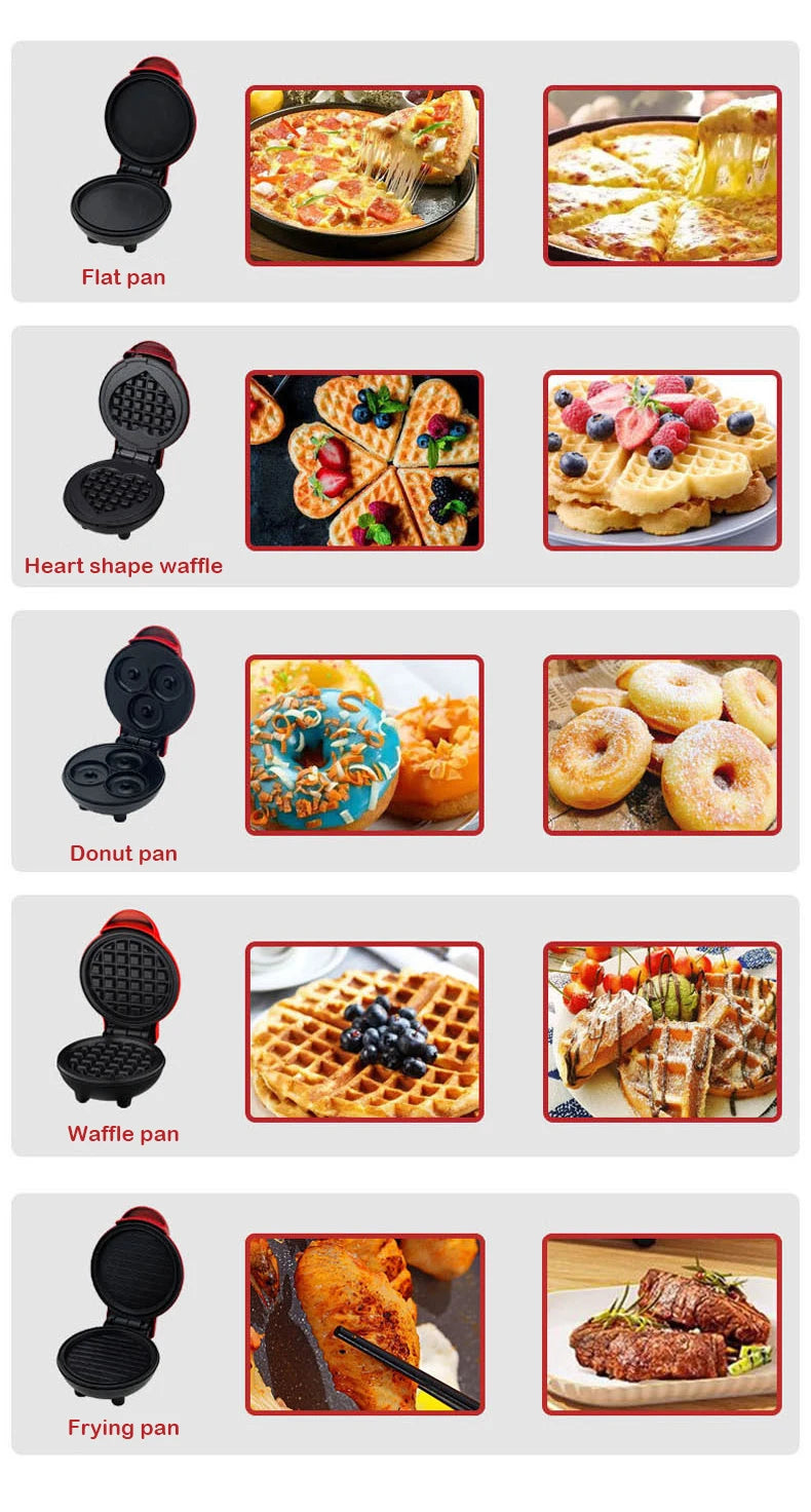 110V/220V Multifunctional Waffle cake maker Non-stick Skillet Mini Omelette Egg burger maker Donut Baker Double-side heating