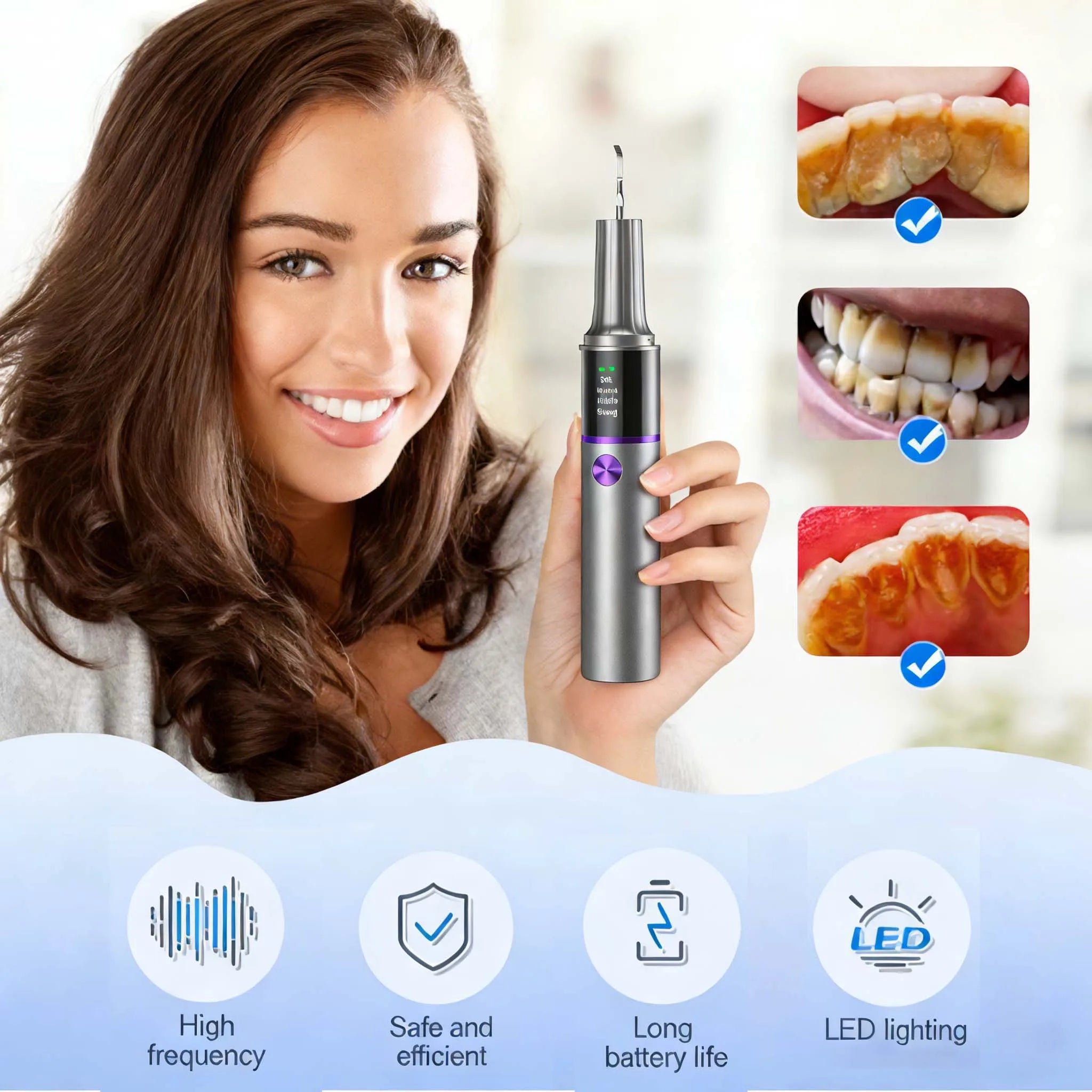 Ultrasonic Teeth Cleaning Kit with Camera  for Effective Stain Removal Surface Cleaning Gum Care Tools for Home