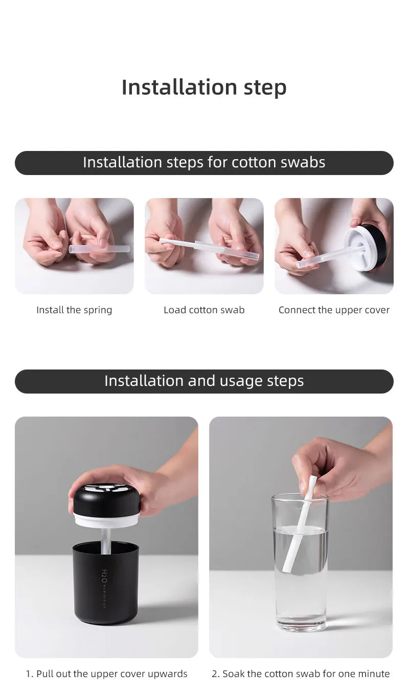 2025 New Portable Colorful Humidifier for Car Home USB Mini Air Humidifier with LED Night Light Silent Ultrasonic Humidifier