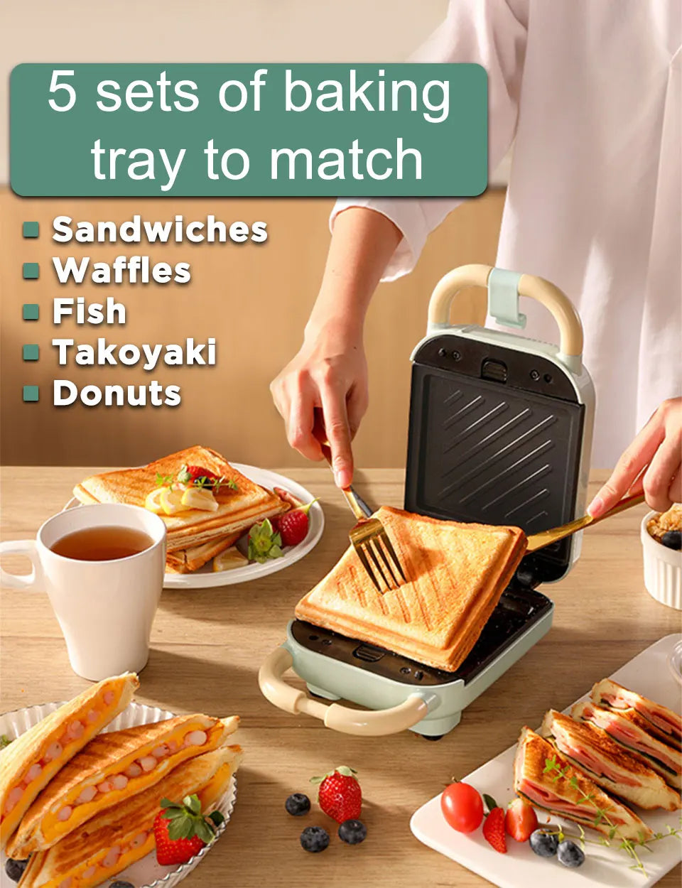 YIDPU 2026 3-in-1 Electric Toaster Waffle Maker Breakfast Pancake Donut Egg Waffle Fish Cake Oven - Sandwich Maker
