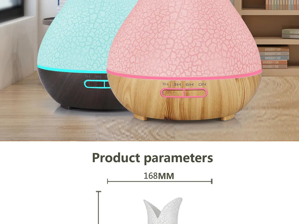 Electric Air Humidifier Remote Control Diffuser Aroma Humidifier Oil Diffuser Ultrasonic Wood Grain Mist Maker 7Color LED Light